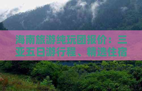 海南旅游纯玩团报价：三亚五日     程、精选住宿、美食体验及特色活动一览