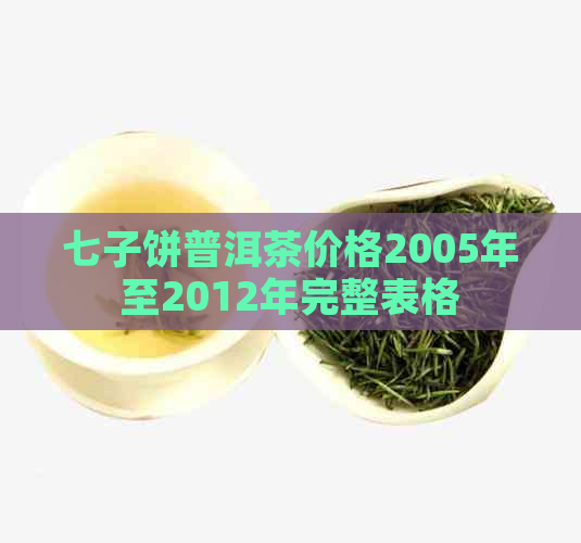 七子饼普洱茶价格2005年至2012年完整表格