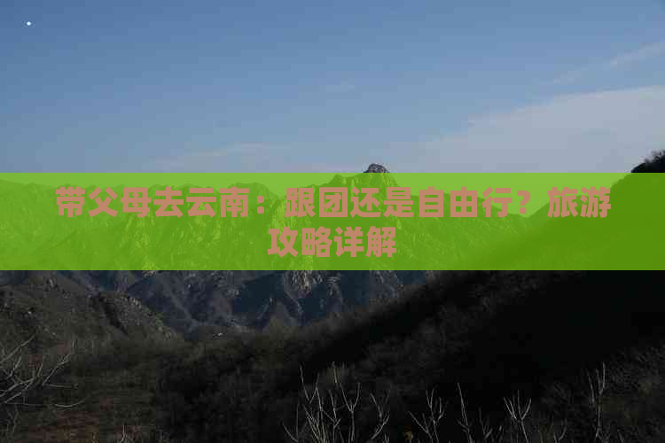 带父母去云南：跟团还是自由行？旅游攻略详解