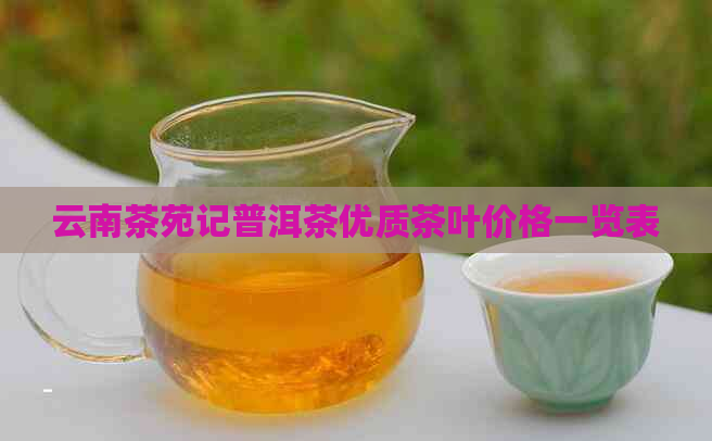 云南茶苑记普洱茶优质茶叶价格一览表