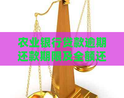 农业银行贷款逾期还款期限及全额还款要求全面解析：用户常见疑问解答