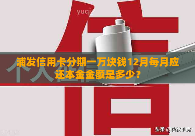 浦发信用卡分期一万块钱12月每月应还本金金额是多少？