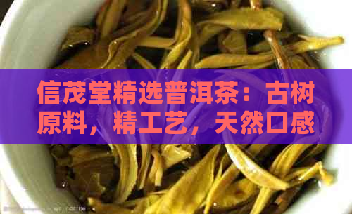 信茂堂精选普洱茶：古树原料，精工艺，天然口感