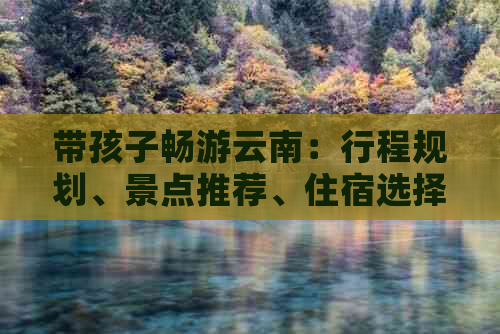 带孩子畅游云南：行程规划、景点推荐、住宿选择与亲子活动全攻略