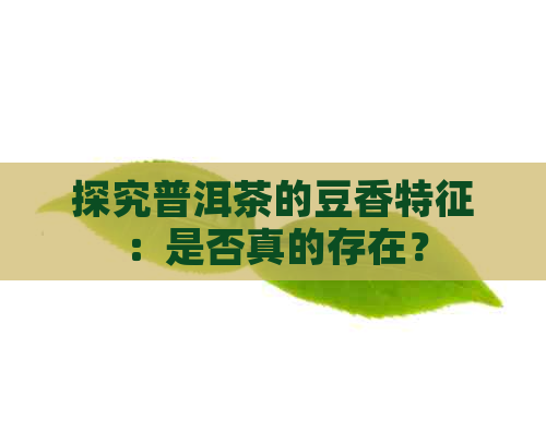 探究普洱茶的豆香特征：是否真的存在？