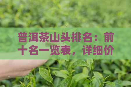 普洱茶山头排名：前十名一览表，详细价格解析