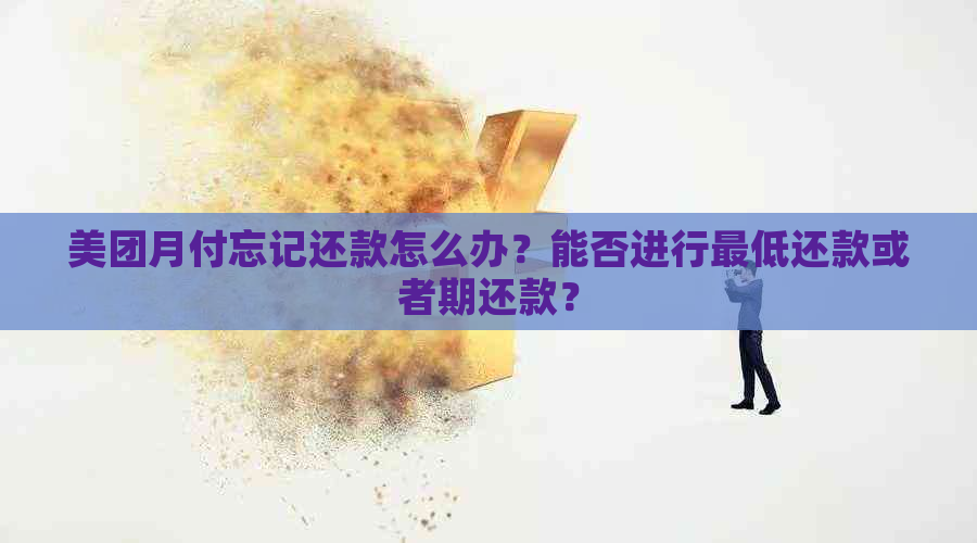 美团月付忘记还款怎么办？能否进行更低还款或者期还款？