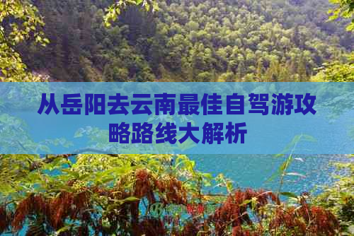 从岳阳去云南更佳自驾游攻略路线大解析