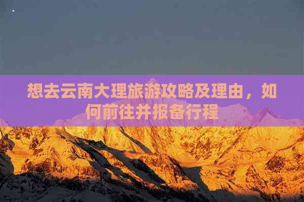 想去云南大理旅游攻略及理由，如何前往并报备行程