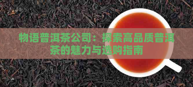 物语普洱茶公司：探索高品质普洱茶的魅力与选购指南