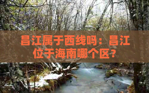 昌江属于西线吗：昌江位于海南哪个区？