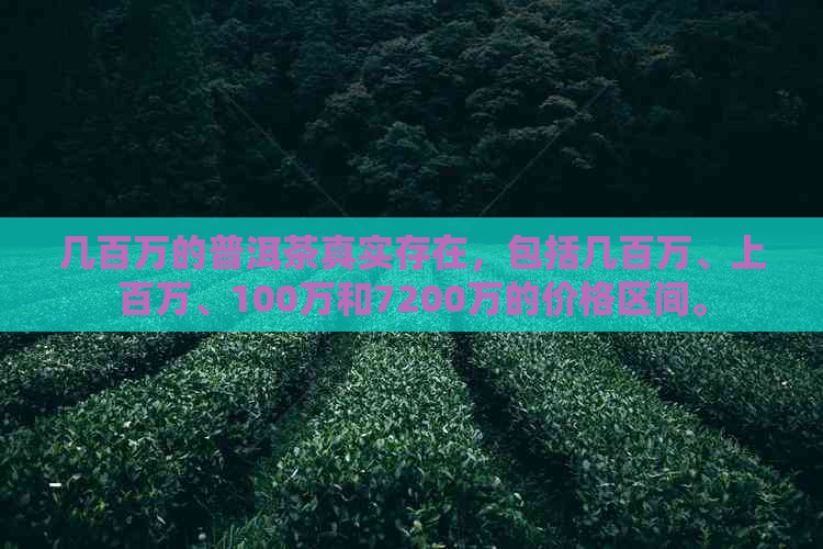 几百万的普洱茶真实存在，包括几百万、上百万、100万和7200万的价格区间。