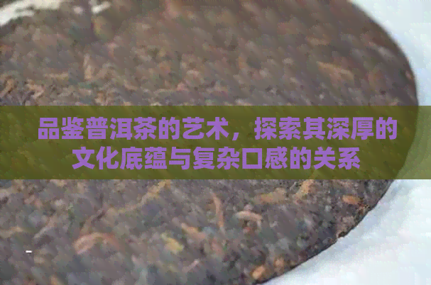 品鉴普洱茶的艺术，探索其深厚的文化底蕴与复杂口感的关系