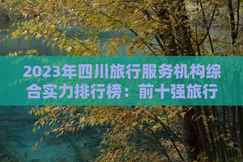 2023年四川旅行服务机构综合实力排行榜：前十强旅行社精选指南