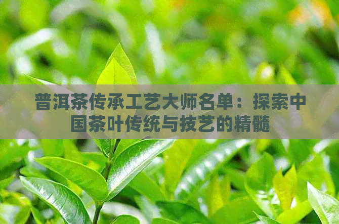 普洱茶传承工艺大师名单：探索中国茶叶传统与技艺的精髓