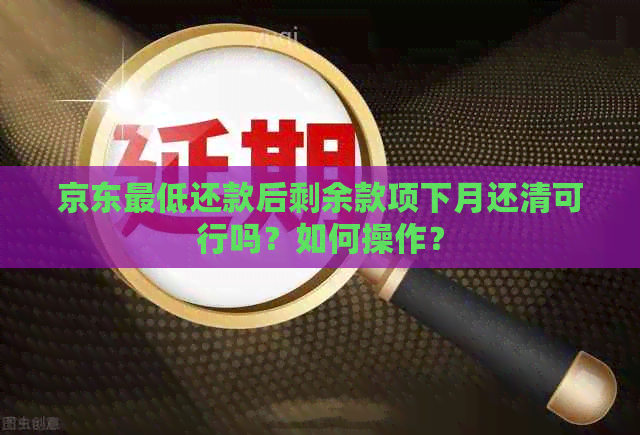 京东更低还款后剩余款项下月还清可行吗？如何操作？