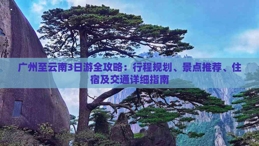 广州至云南3日游全攻略：行程规划、景点推荐、住宿及交通详细指南