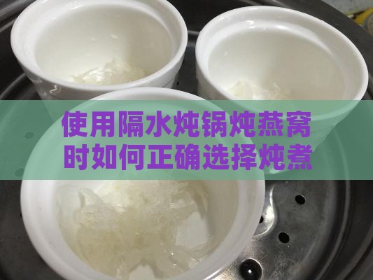 使用隔水炖锅炖燕窝时如何正确选择炖煮功能