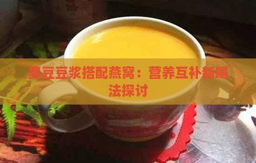 黑豆豆浆搭配燕窝：营养互补新喝法探讨