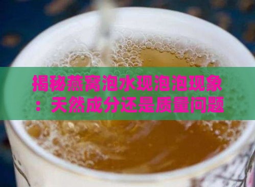 揭秘燕窝泡水现泡泡现象：天然成分还是质量问题？