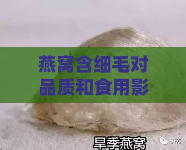 燕窝含细毛对品质和食用影响分析：好与不好的全面解读