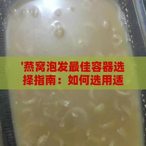 '燕窝泡发更佳容器选择指南：如何选用适宜器皿加速燕窝泡发'