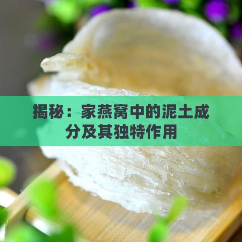 揭秘：家燕窝中的泥土成分及其独特作用