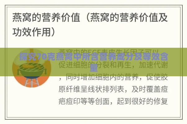 探究70克燕窝中所含营养成分及等效含量