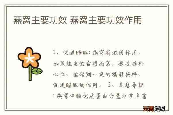 燕窝功效成分是什么东西做的：揭秘燕窝主要成分与作用