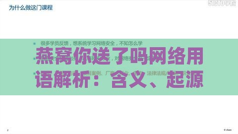 燕窝你送了吗网络用语解析：含义、起源及常见用法全解读