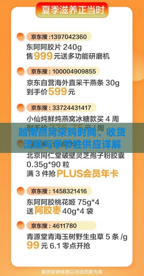 越南燕窝采购时间、收货流程与季节性供应详解