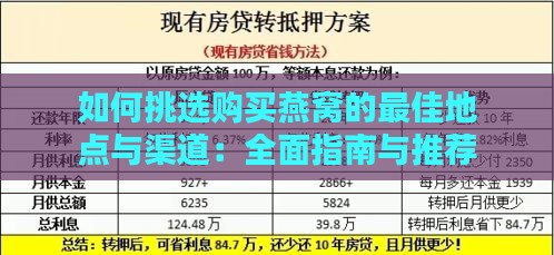 如何挑选购买燕窝的更佳地点与渠道：全面指南与推荐