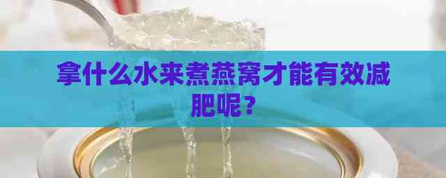 拿什么水来煮燕窝才能有效减肥呢？