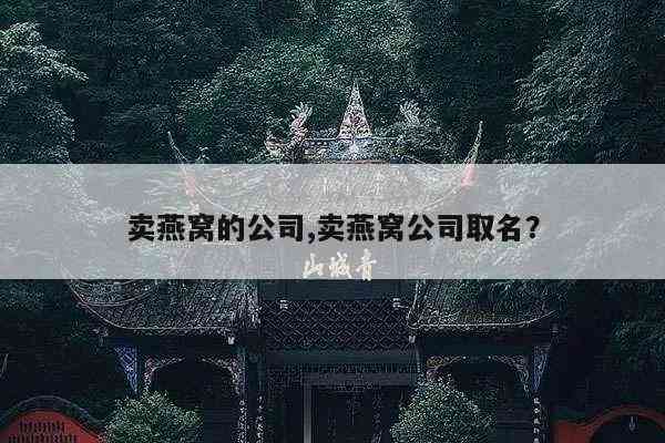 做燕窝的老板叫什么名字好听且具体叫什么呢？这个名字来着？