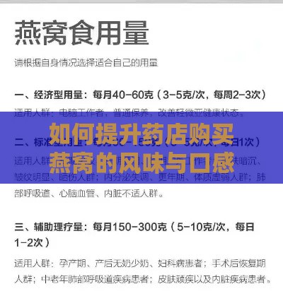 如何提升药店购买燕窝的风味与口感