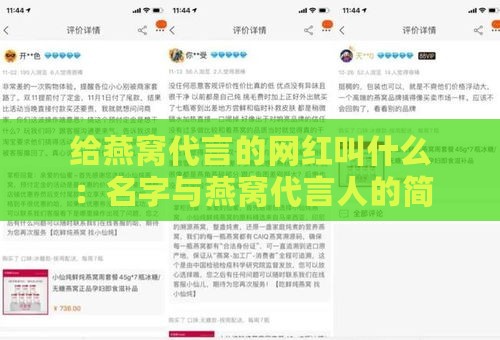 给燕窝代言的网红叫什么：名字与燕窝代言人的简称汇总