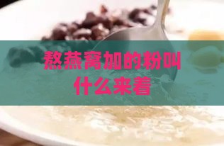 熬燕窝加的粉叫什么来着