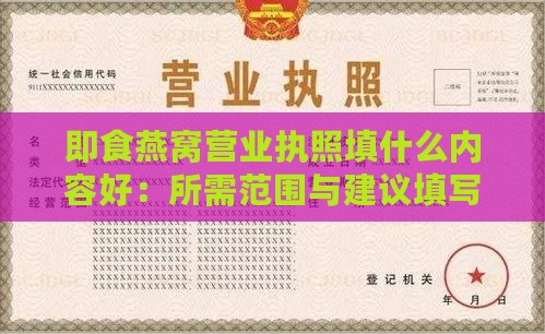 即食燕窝营业执照填什么内容好：所需范围与建议填写项