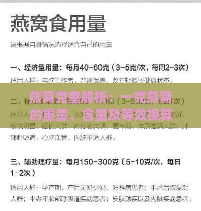 燕窝克重解析：一克燕窝的重量、含量及等效换算指南