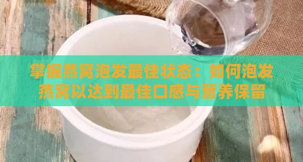 掌握燕窝泡发更佳状态：如何泡发燕窝以达到更佳口感与营养保留