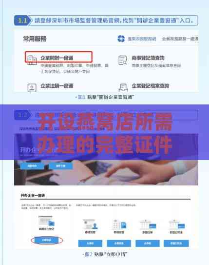 开设燕窝店所需办理的完整证件清单及办理流程指南