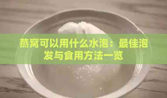 燕窝可以用什么水泡：更佳泡发与食用方法一览