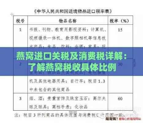 燕窝关税2023年最新规定及税率，东盟与2024年关税调整详解