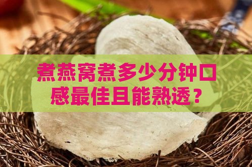 煮燕窝煮多少分钟口感更佳且能熟透？